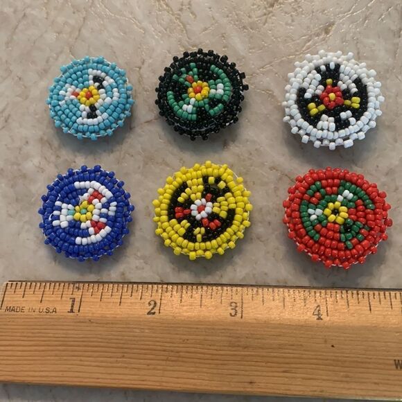 Vintage Indian Beaded Button Covers - Picture 2 of 3